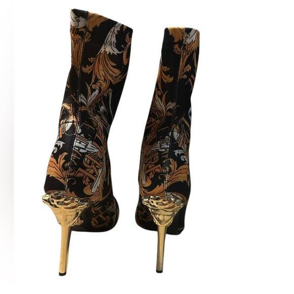 Versace Jeans Couture Scarlett ankle boots black and gold baroque print size 40 - Picture 4 of 12